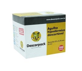 AGULHA DESCARTÁVEL ESTÉRIL - 25 X 8 MM - 100 UNID - DESCARPACK